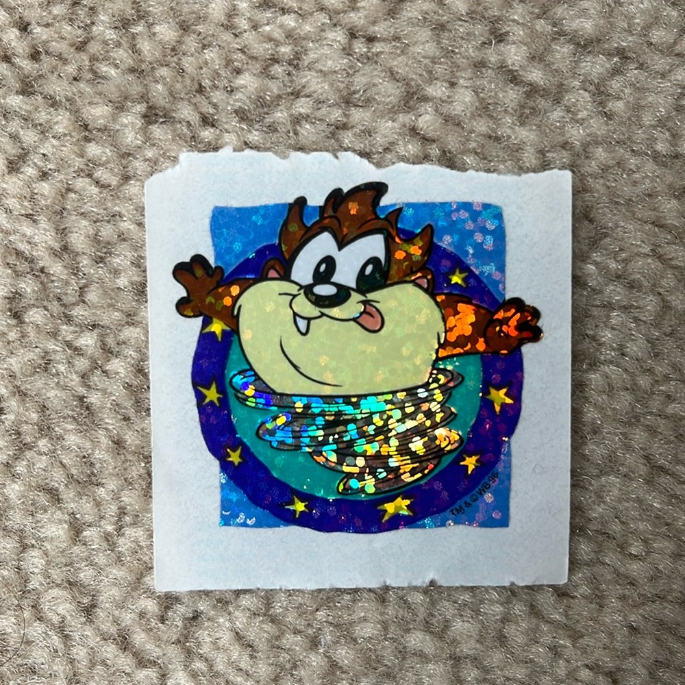 Vintage Sandylion Sticker Designs Prismatic Baby Taz Tasmanian Devil Sticker
